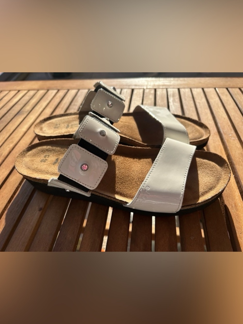 NAOT Ashley White Two-Strap Leather Slides Women’s Size 8 (39) Summer Comfort